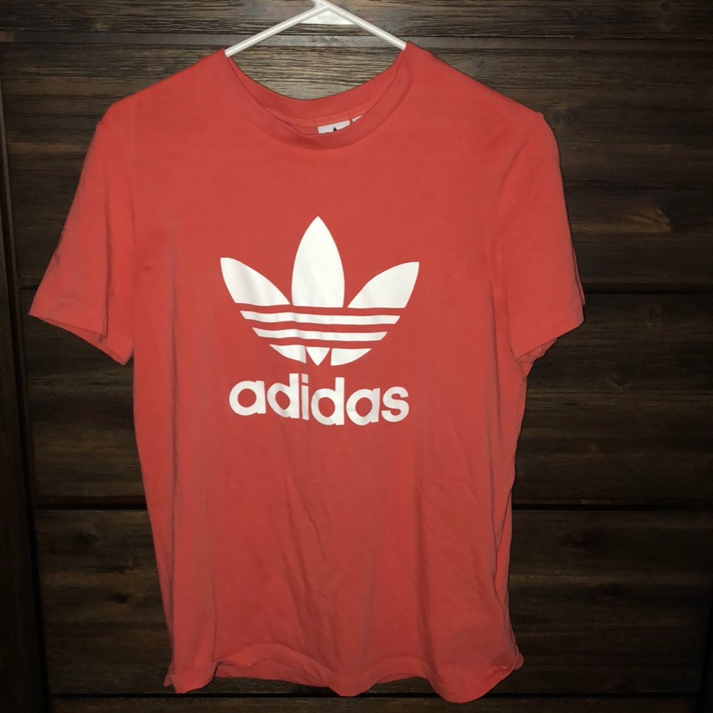 Women’s Pink adidas trefoil t short